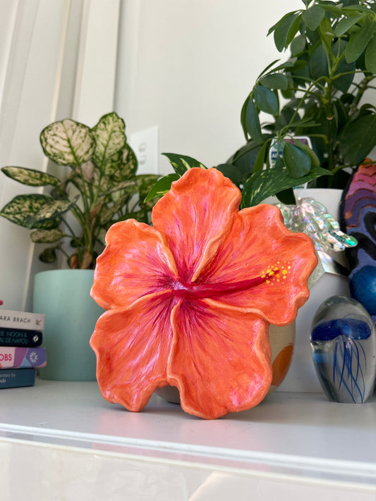 Hibiscus Clay Flower Orange