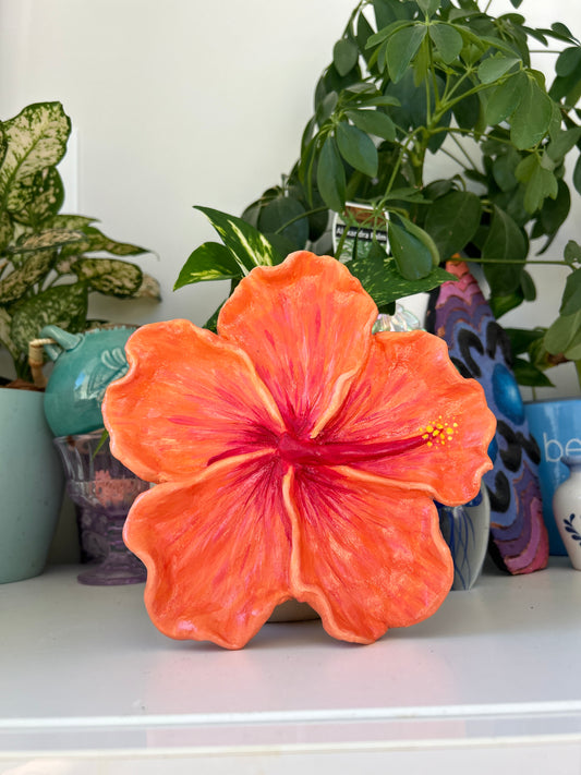 Hibiscus Clay Flower Orange