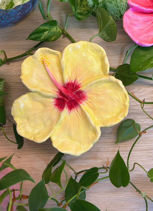 Hibiscus Clay Flower Yellow